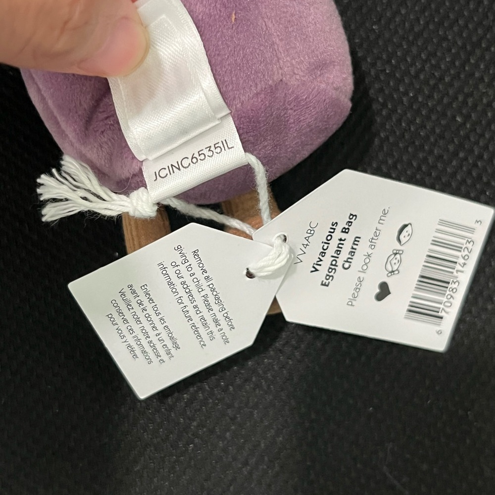 Jellycat Vivacious Eggplant Bag Charm Keychain With DustBag 100%Authentic NWT US - Picture 4 of 4